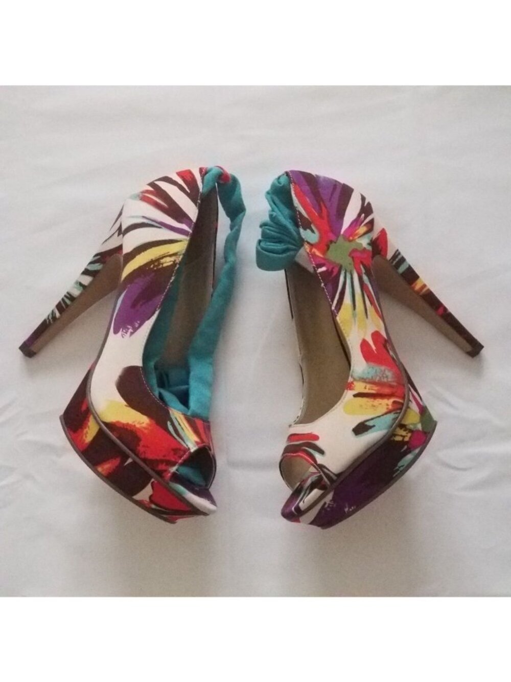 Michael Antonio Floral Kaula Removable Ankle Strap Peep Toe High Heels Size 9 - Picture 10 of 15